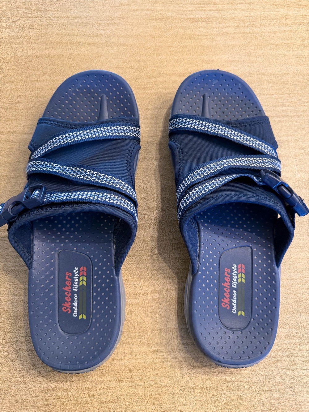 Woman’s Skechers Navy Blue Adjustable Slide Sandals - Size 9